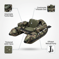 Camouflage Inflatable Fishing Float Tube Portable Fishing Boat with 3 Detachable Storage Boxes — Feature Infographic