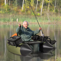 Green Inflatable Fishing Float Tube Portable Fishing Boat With3 Detachable Storage Boxes