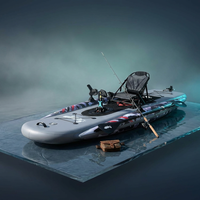 Inflatable Fishing Kayak for Adults - 1 Person, Pedal Drive, Folding, with Movable Seat, Hand Pump & Paddle & Oxford Bag, 410Lbs Capacity — Studio Shot