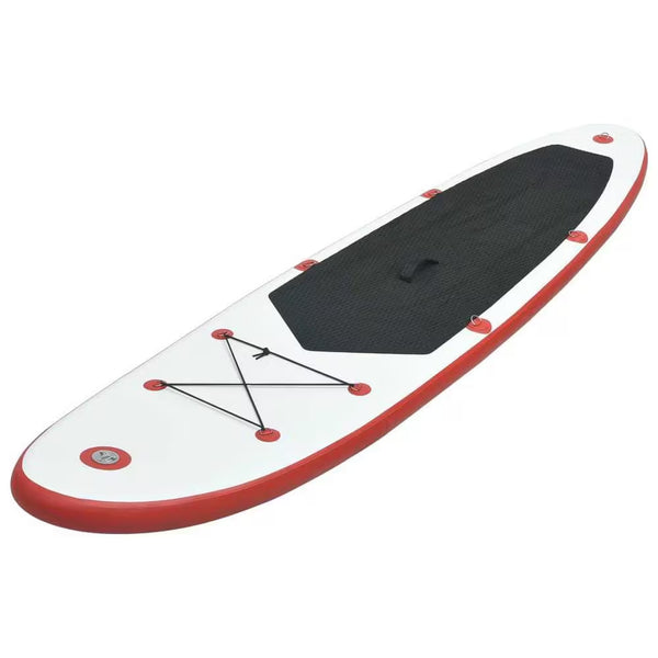 130 In. L X 28.3 In. W X 3.9 In. H White/Red Inflatable Surfboard Paddleboard Surfing Board with ISUP Accessories