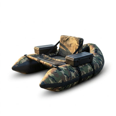 Camouflage Inflatable Fishing Float Tube Portable Fishing Boat with 3 Detachable Storage Boxes