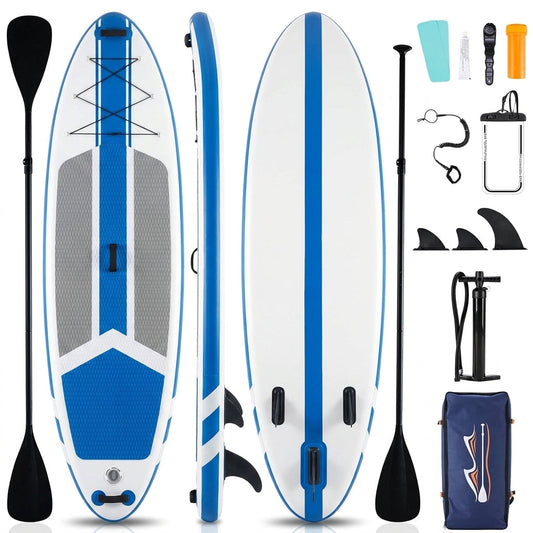 Inflatable Stand up Paddle Boards 10 Ft 5 in with Premium SUP Paddle Board Accessories, Wide Stable Design, Non-Slip Comfort Deck for Youth & Adults，Gray Blue — Studio Shot