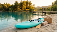 Adult Inflatable PVC Stand-Up Paddleboard SUP Water Paddleboard Soft Surf Board with Float and Slide Fins — Lifestyle