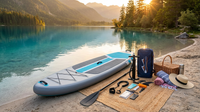 Inflatable Stand up Paddle Boards 10 Ft 5 in with Premium SUP Paddle Board Accessories, Wide Stable Design, Non-Slip Comfort Deck for Youth & Adults，Gray Blue — Lifestyle
